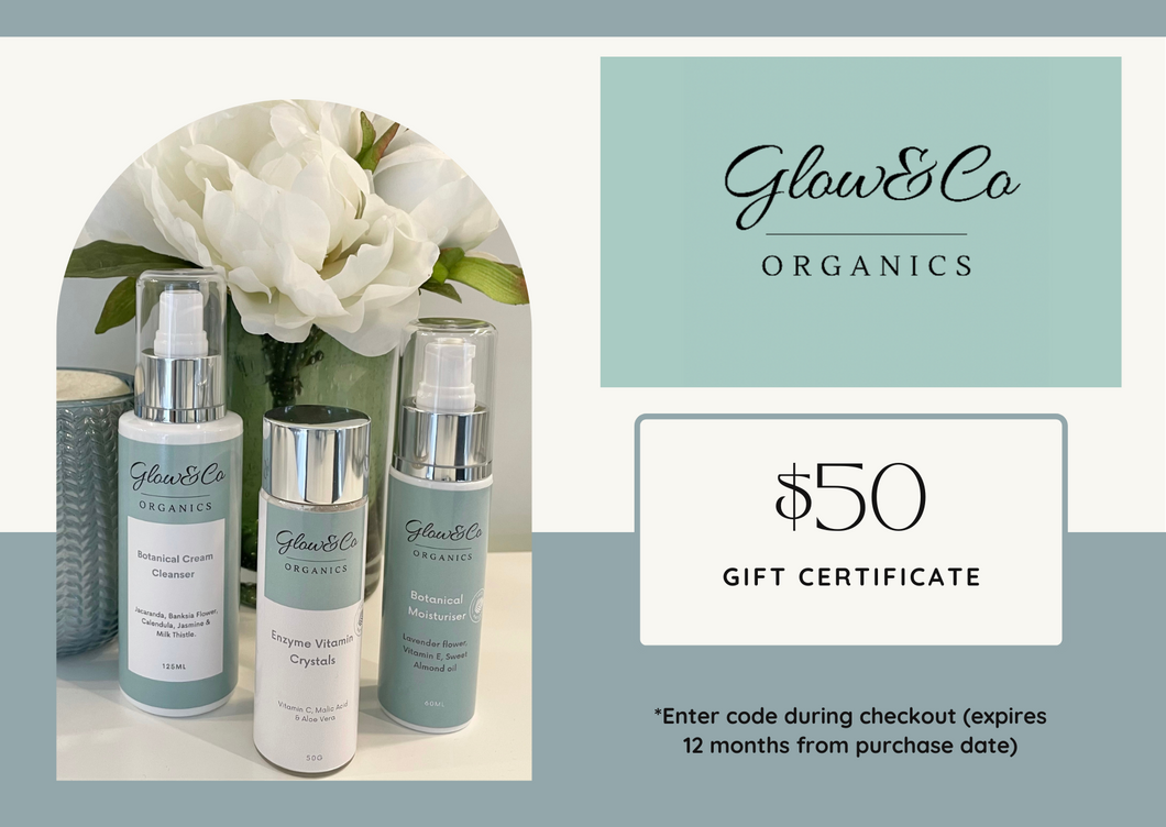 $50 GIFT CERTIFICATE - Glow & Co Organics